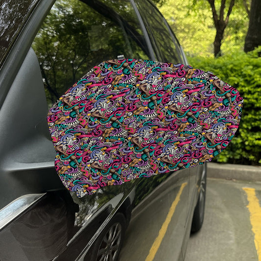 Abstract Music Pattern Print Car Side Mirror Covers