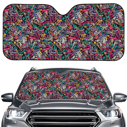 Abstract Music Pattern Print Car Windshield Sun Shade