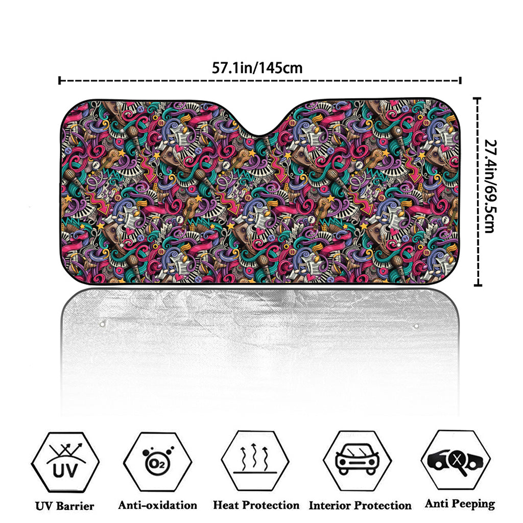 Abstract Music Pattern Print Car Windshield Sun Shade