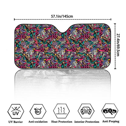 Abstract Music Pattern Print Car Windshield Sun Shade
