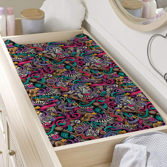 Abstract Music Pattern Print Changing Pad Cover