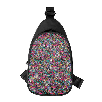 Abstract Music Pattern Print Chest Bag