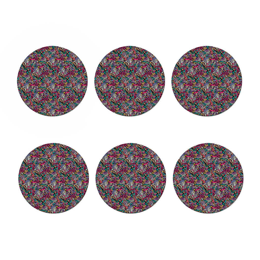 Abstract Music Pattern Print Coaster Set