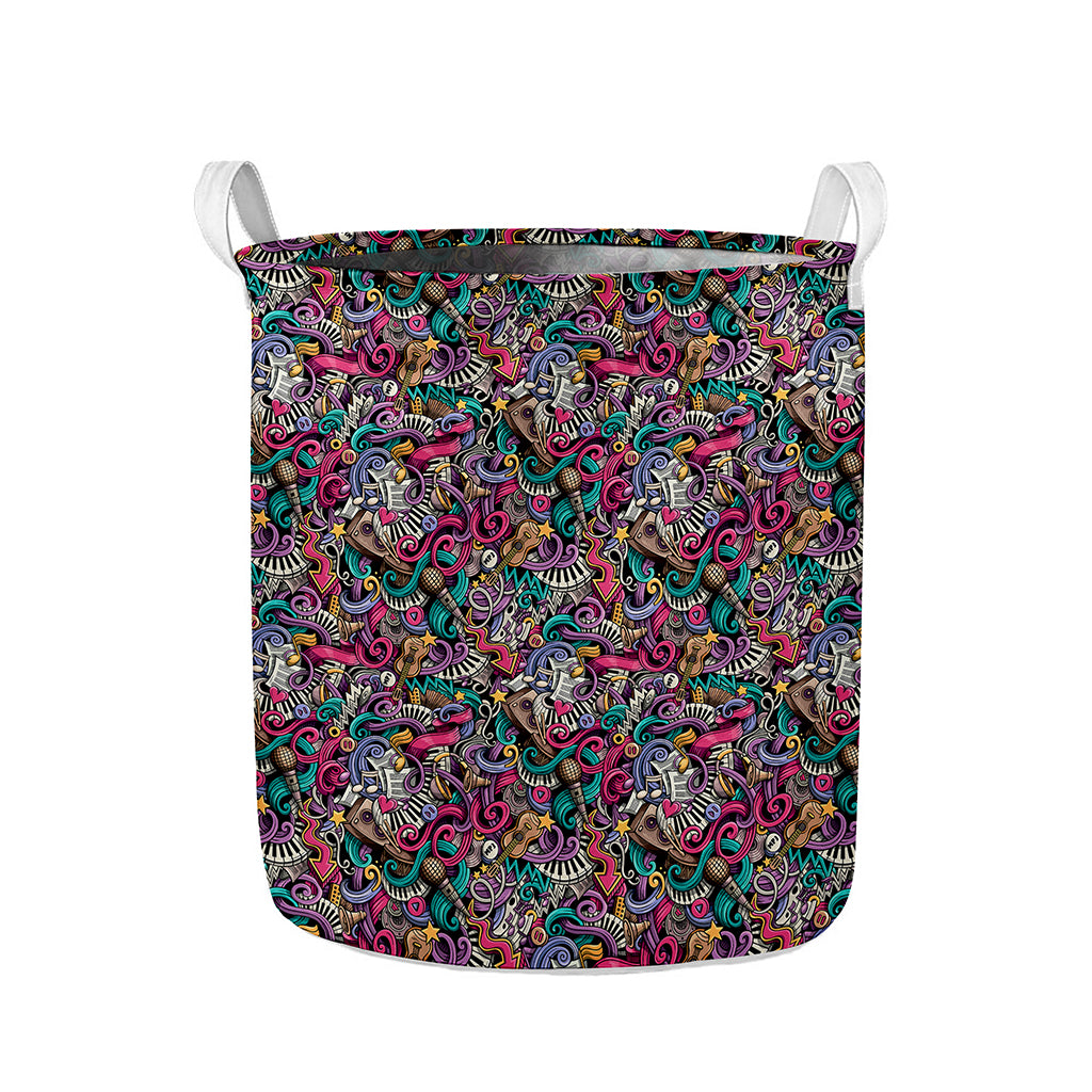 Abstract Music Pattern Print Collapsible Laundry Basket