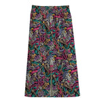 Abstract Music Pattern Print Cotton Front Slit Maxi Skirt