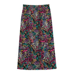 Abstract Music Pattern Print Cotton Front Slit Maxi Skirt