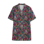 Abstract Music Pattern Print Cotton Hawaiian Shirt