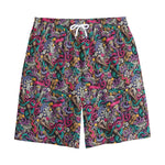 Abstract Music Pattern Print Cotton Shorts