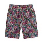 Abstract Music Pattern Print Cotton Shorts