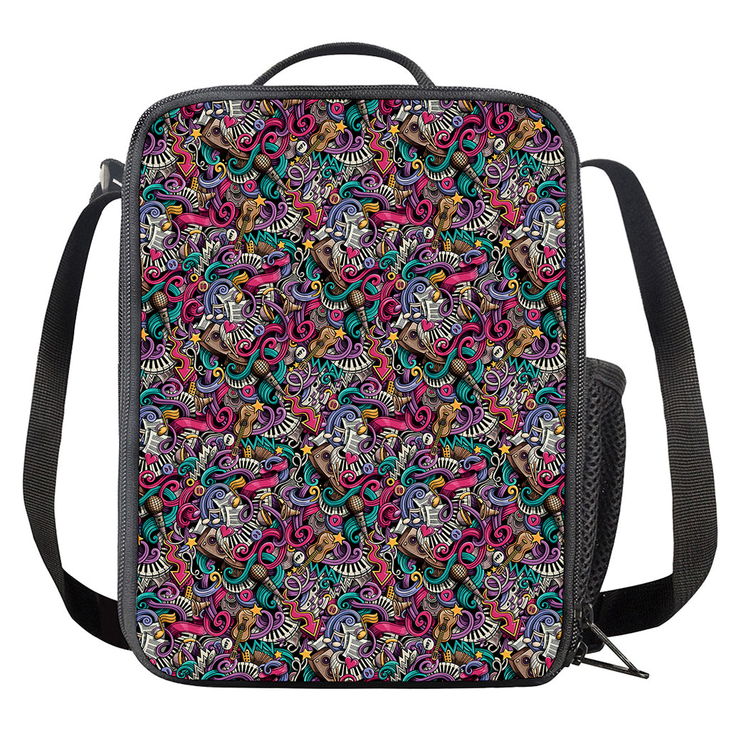 Abstract Music Pattern Print Crossbody Lunch Bag