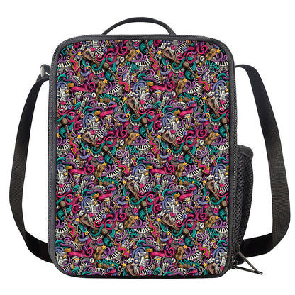 Abstract Music Pattern Print Crossbody Lunch Bag