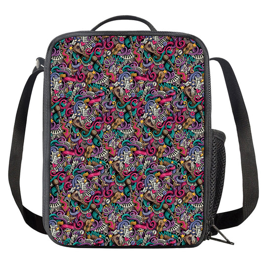 Abstract Music Pattern Print Crossbody Lunch Bag