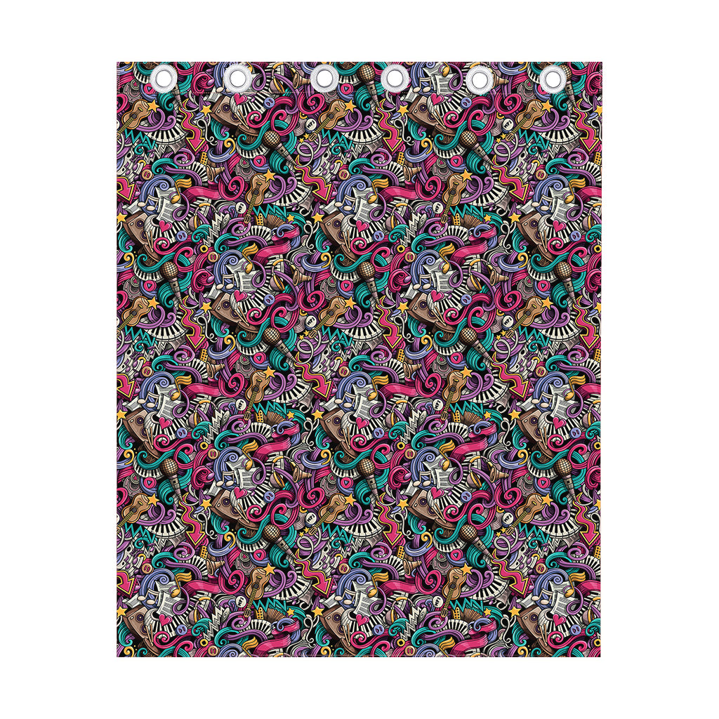 Abstract Music Pattern Print Curtain