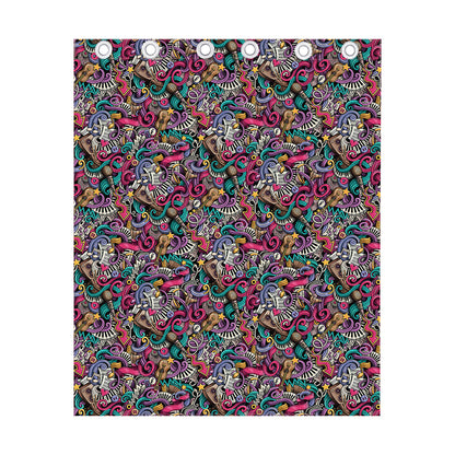 Abstract Music Pattern Print Curtain