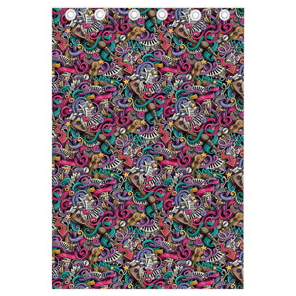 Abstract Music Pattern Print Curtain
