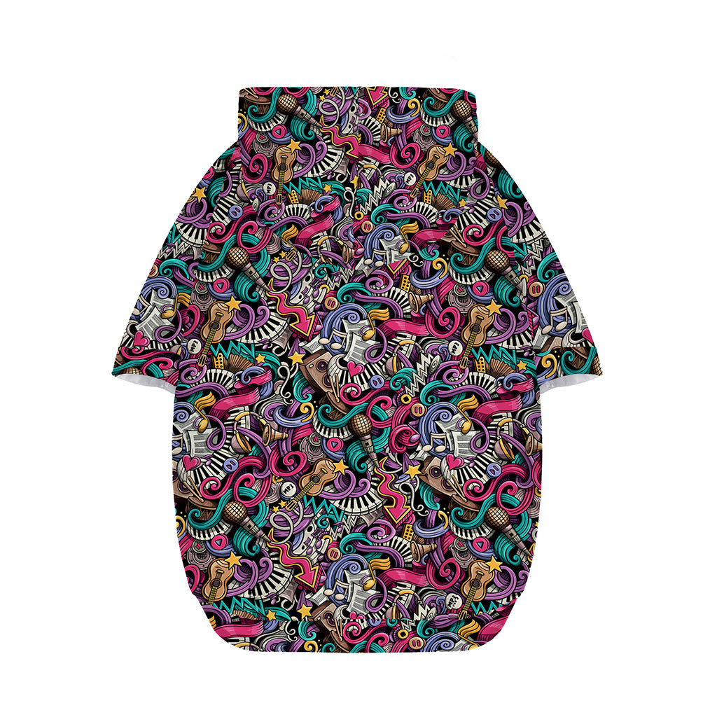 Abstract Music Pattern Print Dog Zip Up Hoodie
