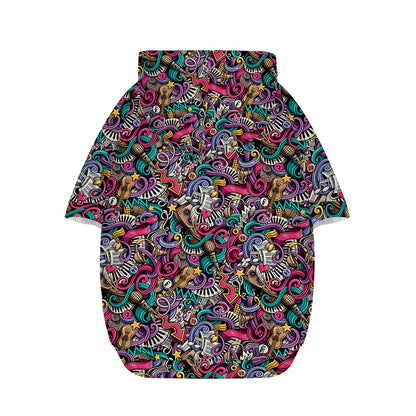 Abstract Music Pattern Print Dog Zip Up Hoodie