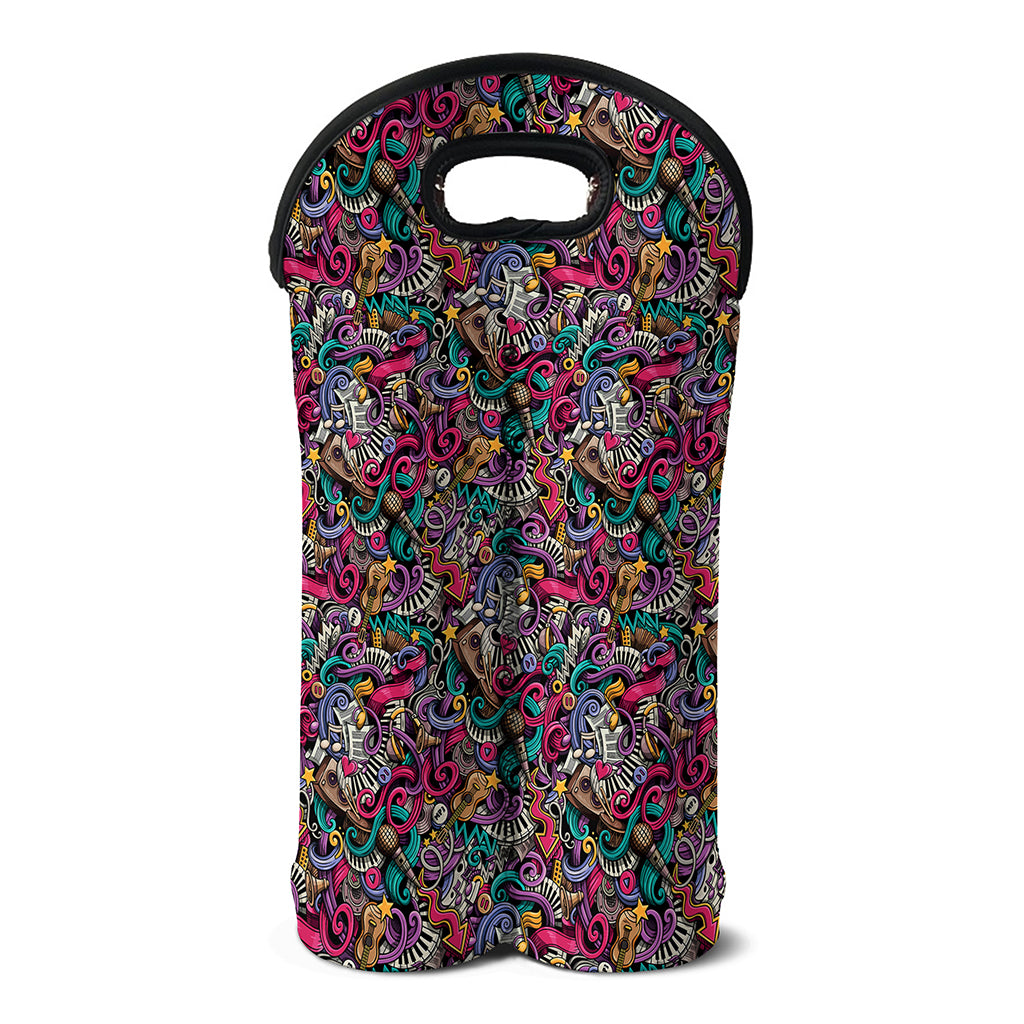 Abstract Music Pattern Print Double Neoprene Wine Tote