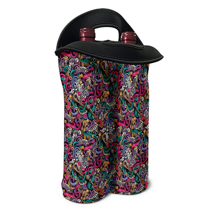 Abstract Music Pattern Print Double Neoprene Wine Tote