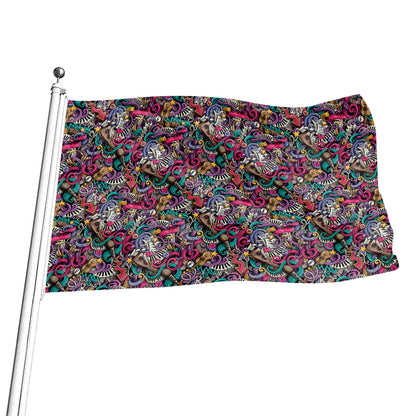 Abstract Music Pattern Print Flag