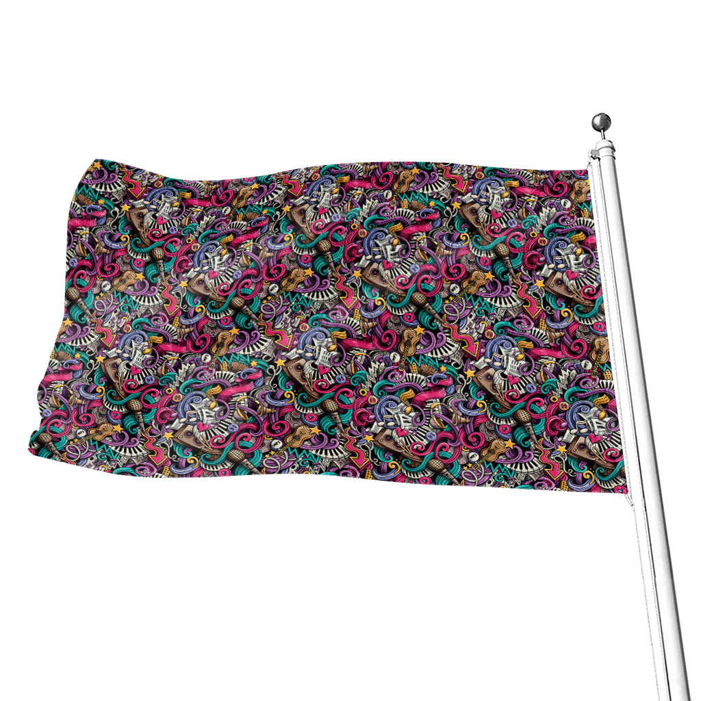Abstract Music Pattern Print Flag