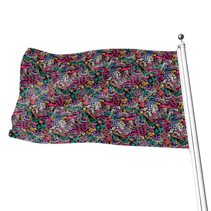 Abstract Music Pattern Print Flag