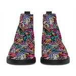 Abstract Music Pattern Print Flat Ankle Boots