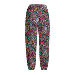 Abstract Music Pattern Print Fleece Lined Knit Pants