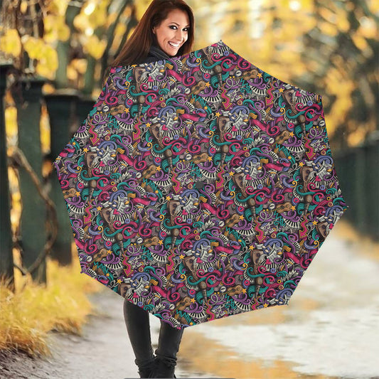 Abstract Music Pattern Print Foldable Umbrella