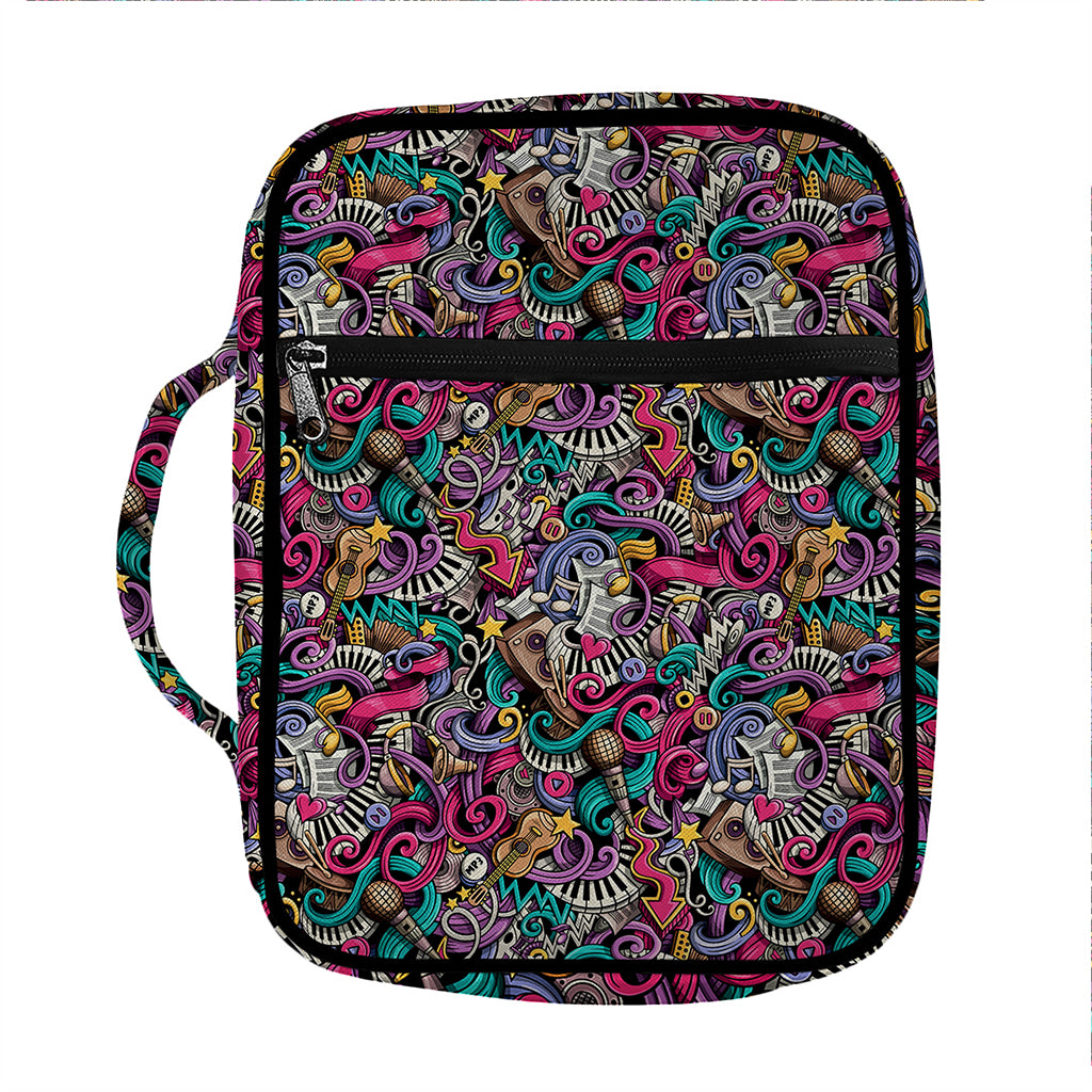Abstract Music Pattern Print Front Pocket Bible Bag
