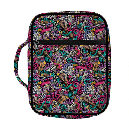 Abstract Music Pattern Print Front Pocket Bible Bag