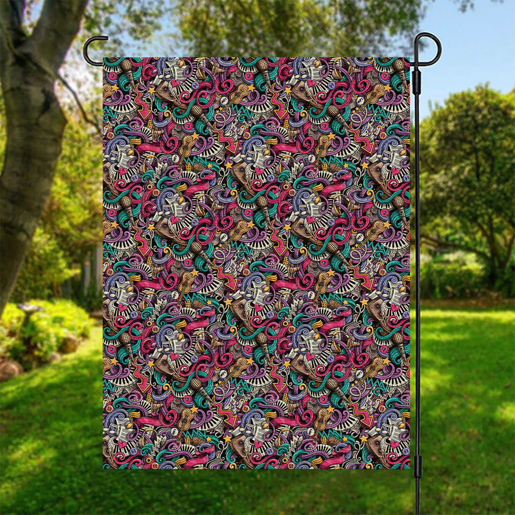 Abstract Music Pattern Print Garden Flag