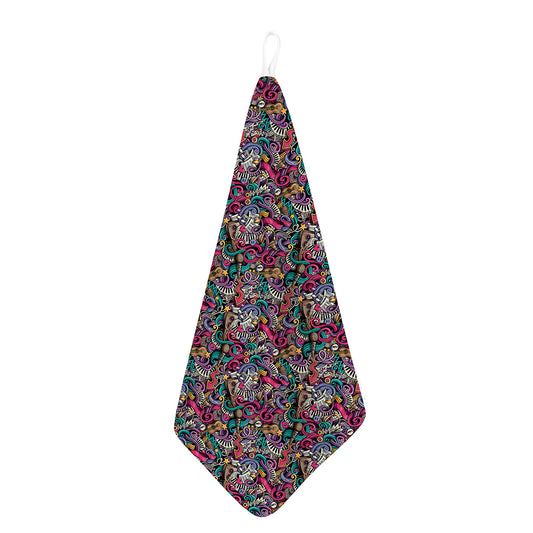 Abstract Music Pattern Print Hand Towel