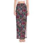Abstract Music Pattern Print High Slit Maxi Skirt