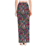 Abstract Music Pattern Print High Slit Maxi Skirt