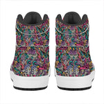 Abstract Music Pattern Print High Top Leather Sneakers
