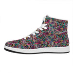Abstract Music Pattern Print High Top Leather Sneakers