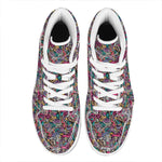 Abstract Music Pattern Print High Top Leather Sneakers