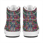 Abstract Music Pattern Print High Top Leather Sneakers