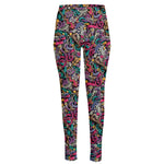 Abstract Music Pattern Print High-Waisted Pocket Leggings