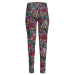 Abstract Music Pattern Print High-Waisted Pocket Leggings