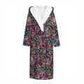 Abstract Music Pattern Print Hooded Bathrobe