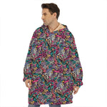 Abstract Music Pattern Print Hoodie Blanket
