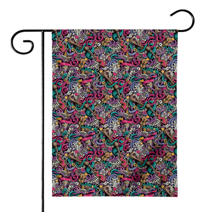 Abstract Music Pattern Print House Flag