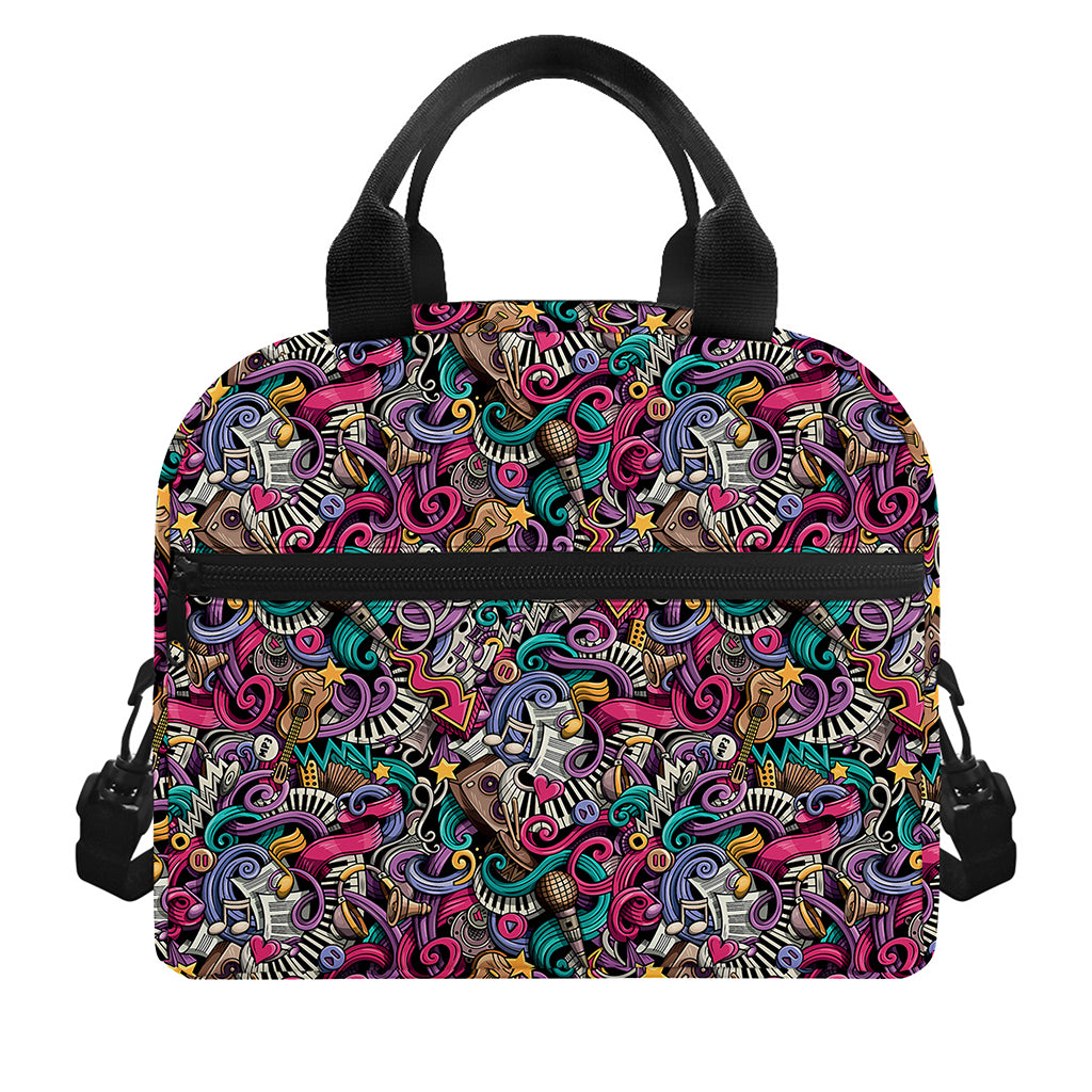Abstract Music Pattern Print Insulated Lunch Bag