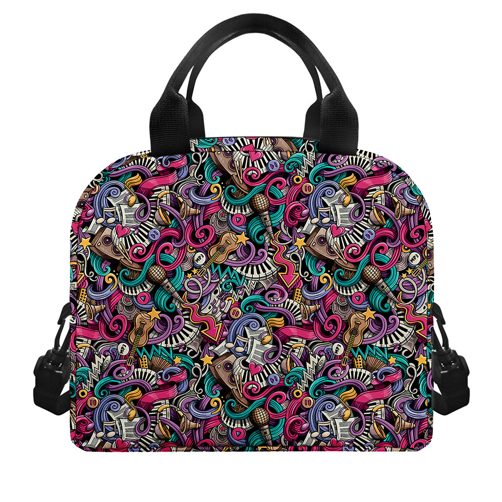 Abstract Music Pattern Print Insulated Lunch Bag