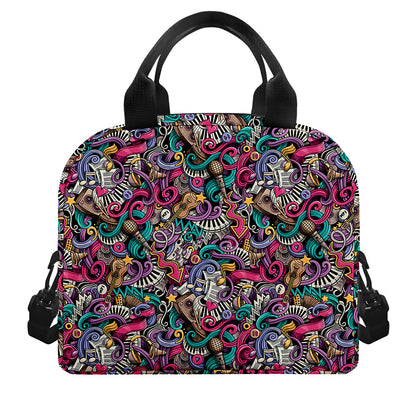Abstract Music Pattern Print Insulated Lunch Bag