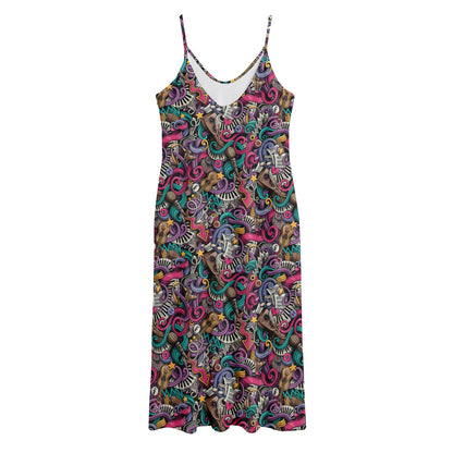 Abstract Music Pattern Print Jersey Midi Cami Dress