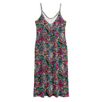 Abstract Music Pattern Print Jersey Midi Cami Dress