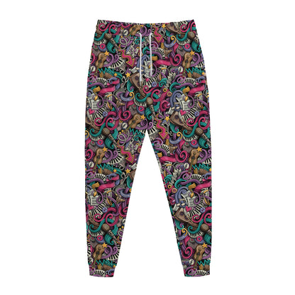 Abstract Music Pattern Print Jogger Pants